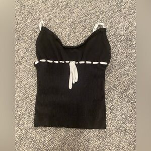 Edikted Black and White Ribbed Camisole Top